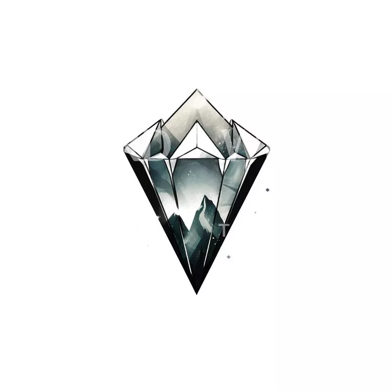 Diamond and Mountain Geometric Tattoo Design