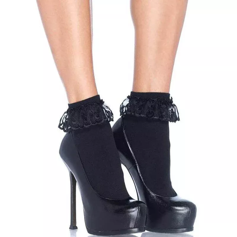 Diem Lace Ruffle [Black] | ANKLET SOCKS