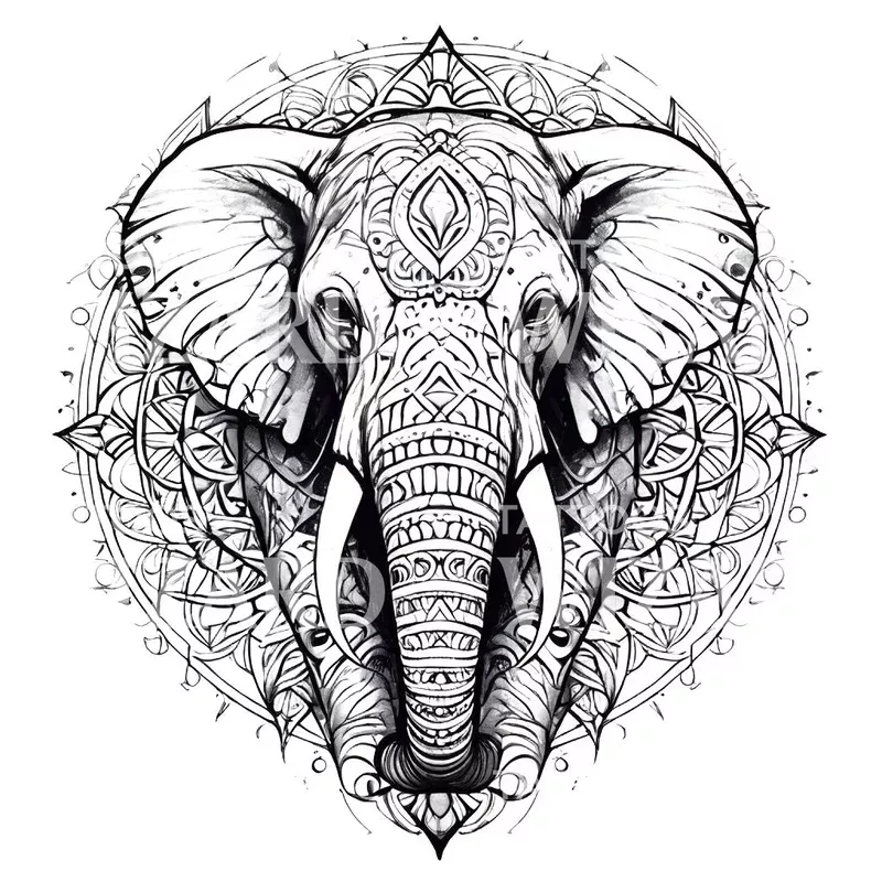 dotwork-mandala-elephant-tattoo-design Dotwork Mandala Elephant Tattoo Design