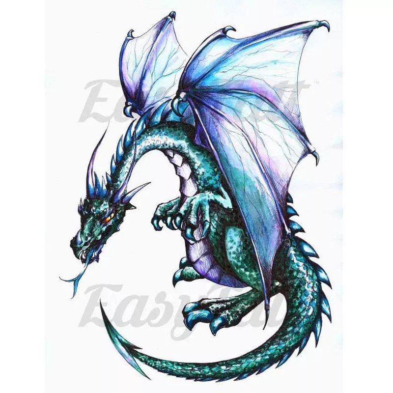 dragon-watercolour-temporary-tattoo Dragon Watercolour – Temporary Tattoo
