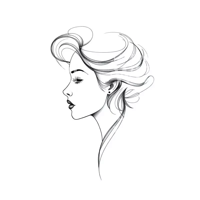 elegant-profile-tattoo-design Elegant Profile Tattoo Design