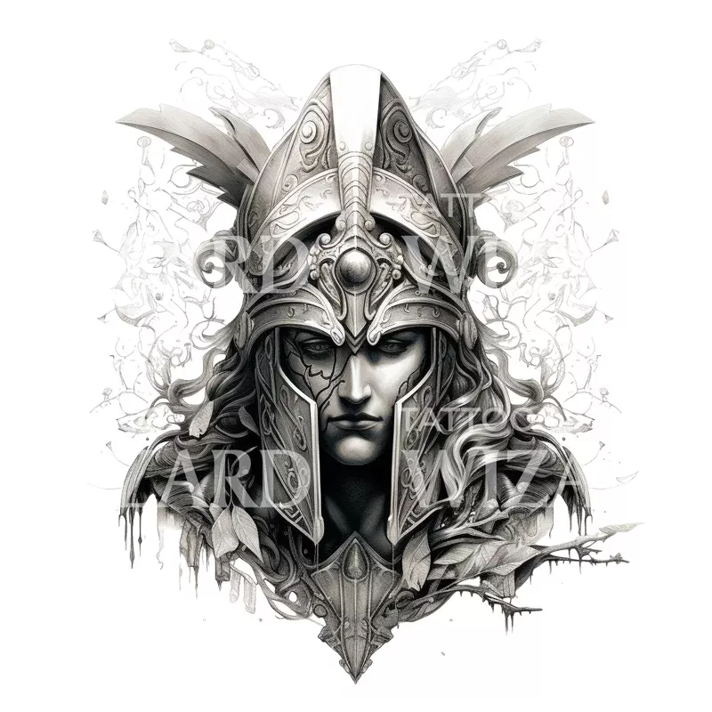 fearless-greek-warrior-bust-tattoo-design Fearless Greek Warrior Bust Tattoo Design