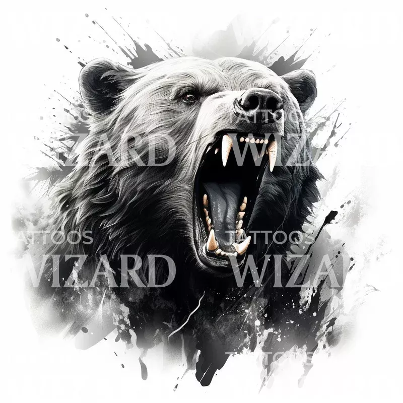 fierce-bear-portrait-tattoo-design Fierce Bear Portrait Tattoo Design