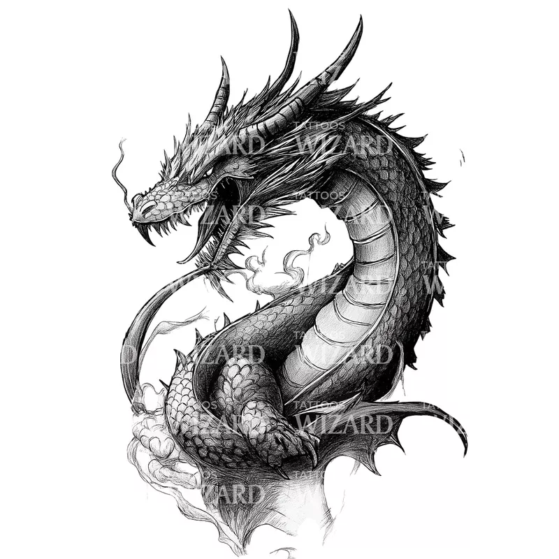 fierce-serpent-dragon-tattoo-idea Fierce Serpent Dragon Tattoo Idea