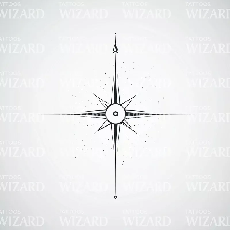 fine-line-north-compass-tattoo-illustration Fine Line North Compass Tattoo Illustration