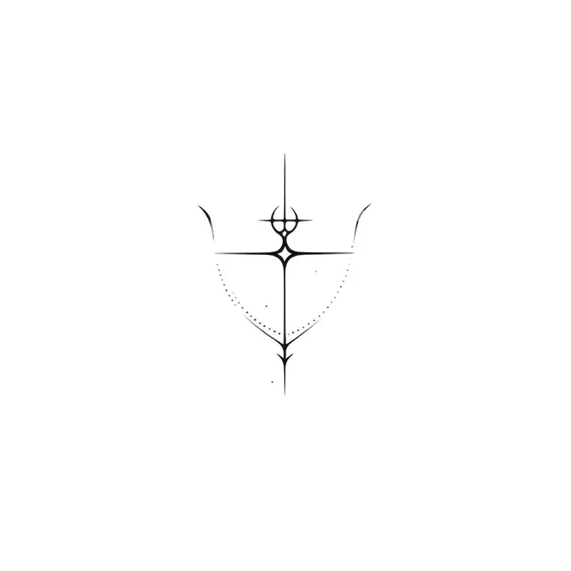 fineline-abstract-bow-sagittarius-tattoo-design Fineline Abstract Bow Sagittarius Tattoo Design