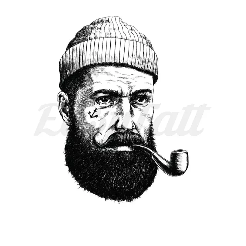 Fisherman with Pipe – Temporary Tattoo