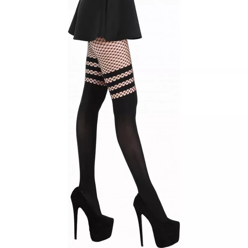Fishnet Over The Knee [Black] | OPAQUE TIGHTS