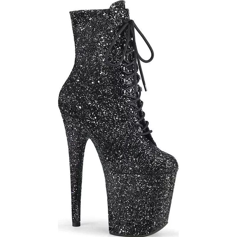 FLAMINGO-1020GWR [Black Glitter] | PLATFORM BOOTS [PREORDER]