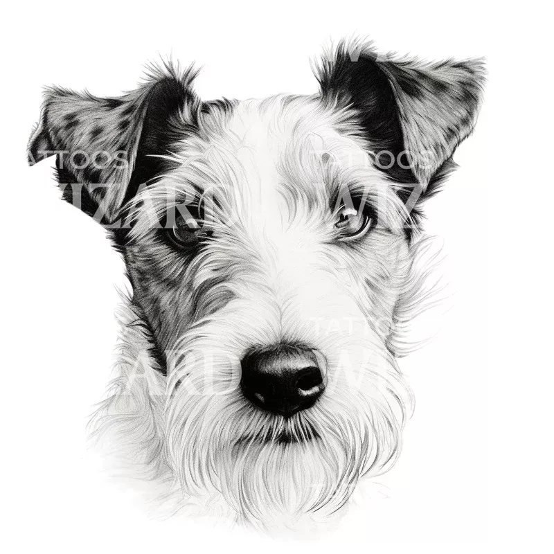 foxterrier-dog-portrait-tattoo-design FoxTerrier Dog Portrait Tattoo Design