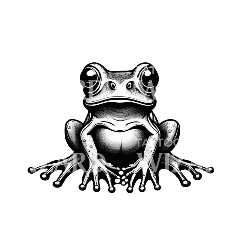 frog-sitting-tattoo-design frog sitting Tattoo Design