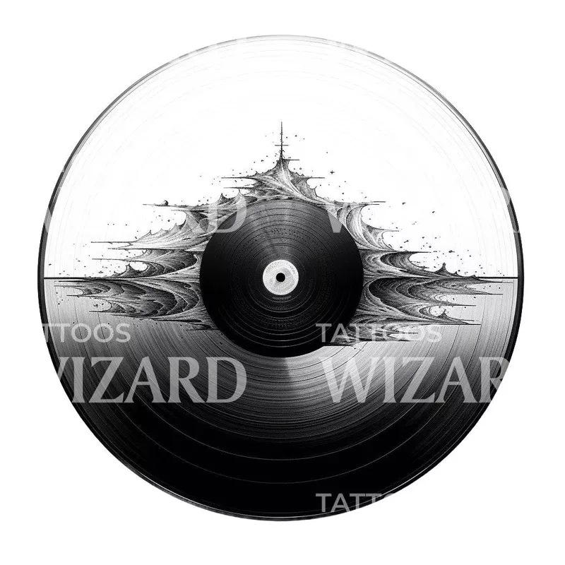 Futuristic Vinyl Record Tattoo Design
