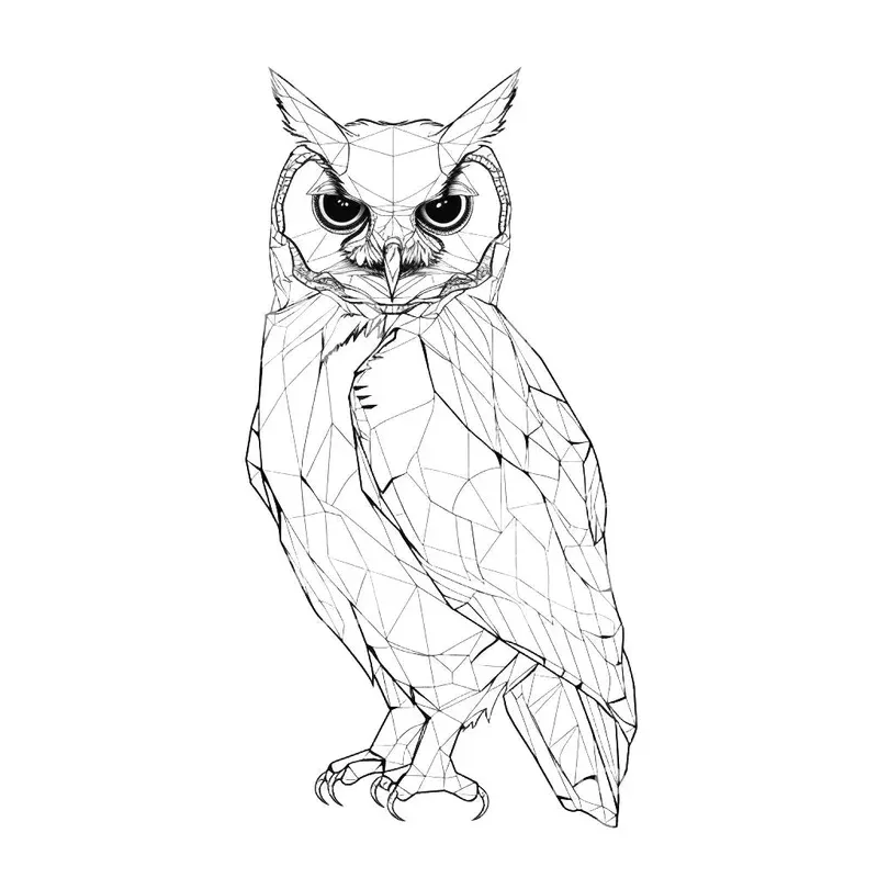 Geometric Lines Owl Tattoo Design