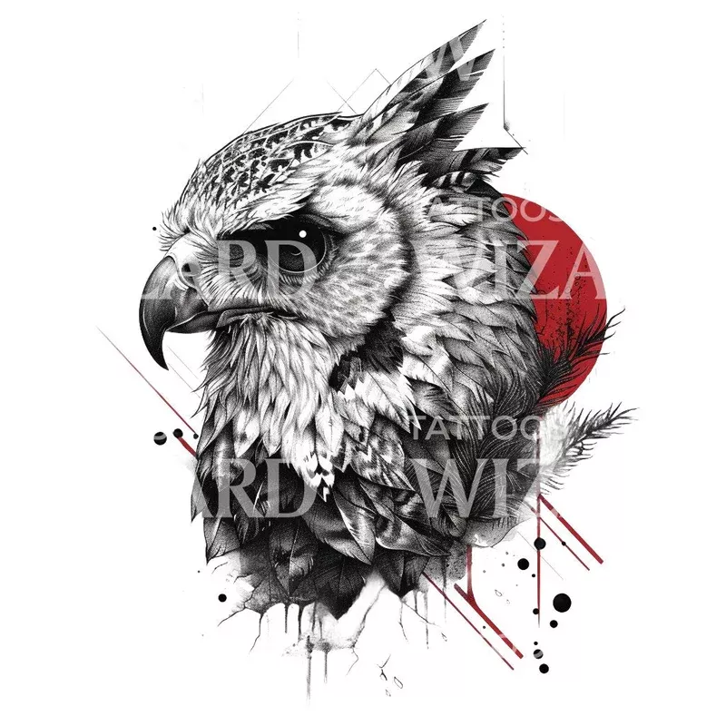 Geometric Nightbird Tattoo Design