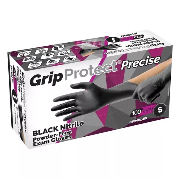 gripprotect-precise-black-nitrile-powder-free-exam-gloves-box-100 GripProtect Precise BLACK Nitrile Powder-Free Exam Gloves - Box of 100