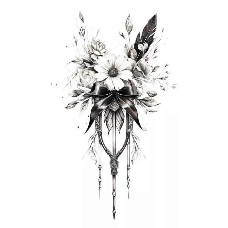 halfsleeve-flowers-bow-tattoo-design Halfsleeve Flowers and Bow Tattoo Design