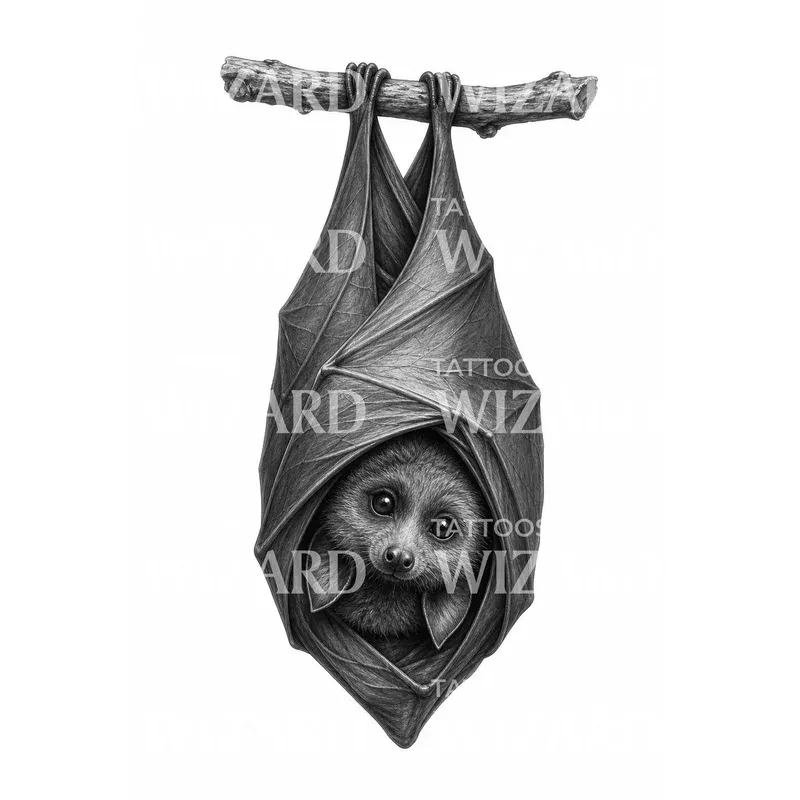 hanging-fruit-bat-tattoo-design Hanging Fruit Bat Tattoo Design