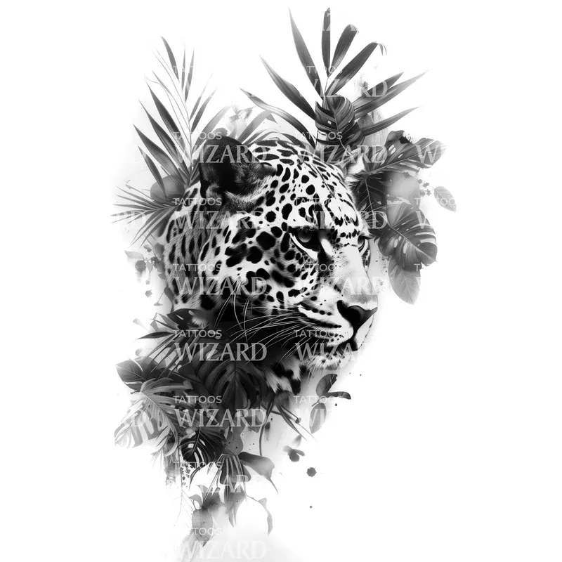 Hunting Leopard Tattoo Design