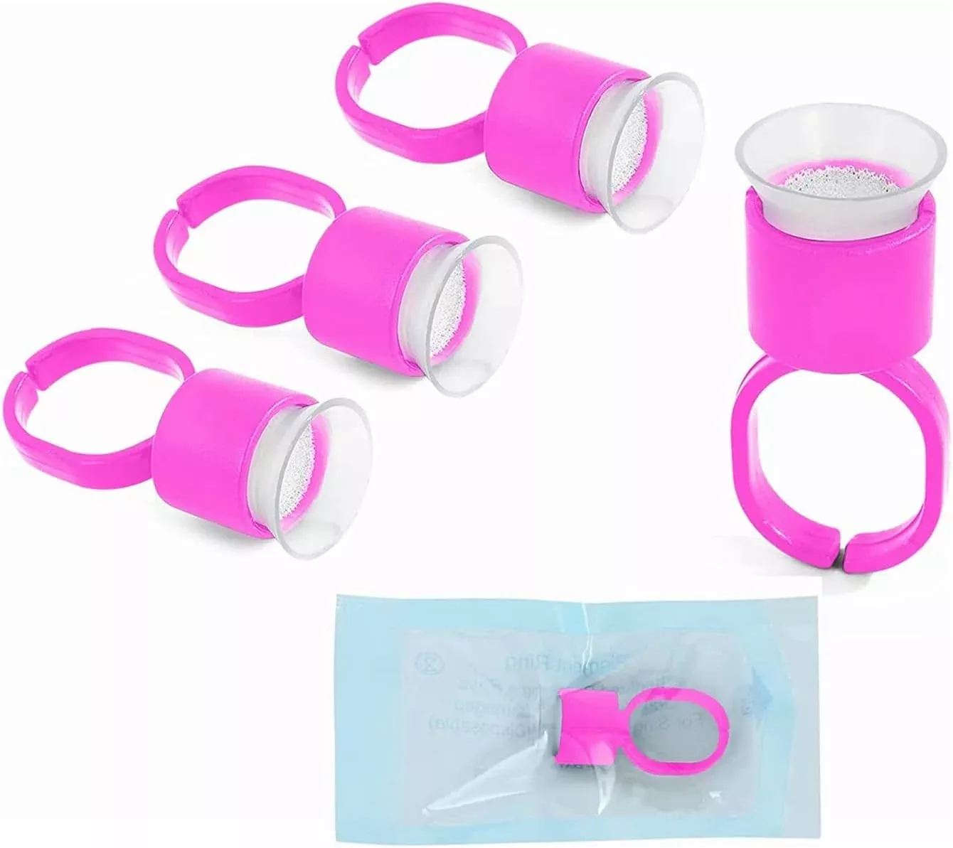 Ink Ring Cups Microblading Pigment Glue Rings with Sponge - pack of 10
