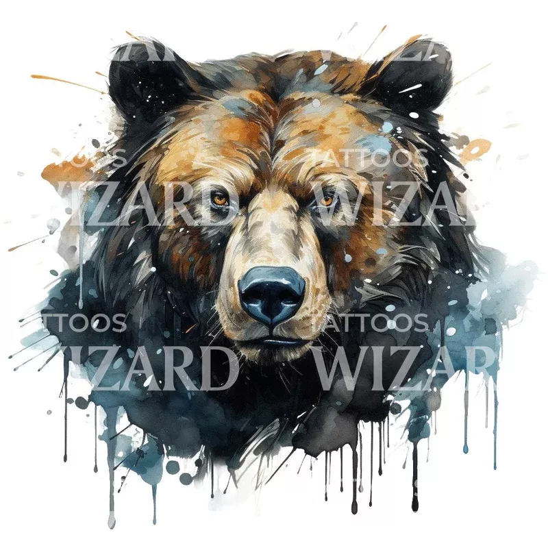 intense-bear-portrait-tattoo-design Intense Bear Portrait Tattoo Design