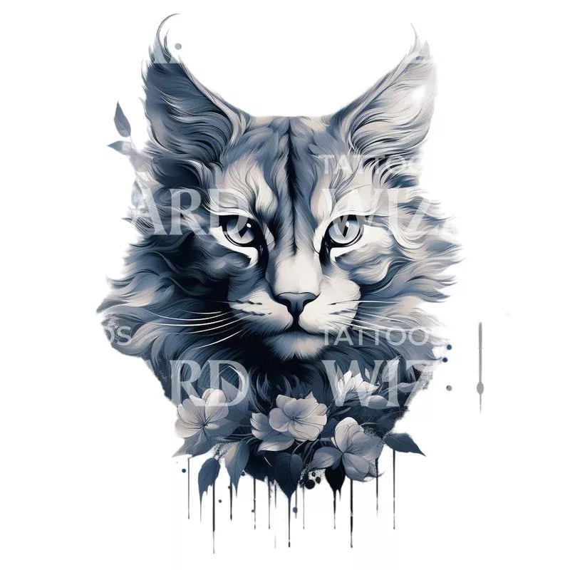 intense-cat-portrait-tattoo-design Intense Cat Portrait Tattoo Design