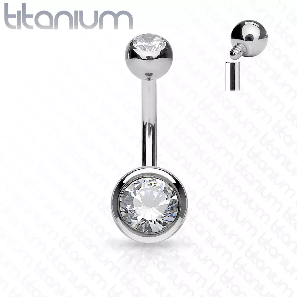 Internally Threaded Titanium Navel w/ Double Jewel