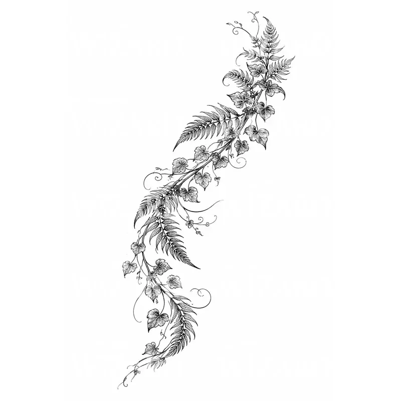 Ivy Fern Vine Tattoo Design