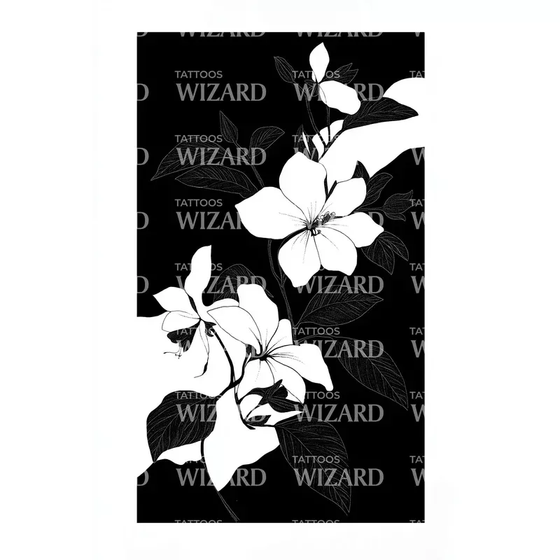 Jasmine Silhouette Panel Tattoo Design