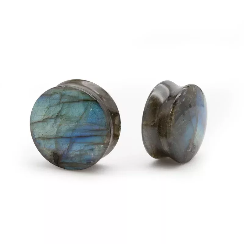 Labradorite Convex Stone Double Flared PlugPrice Per 2