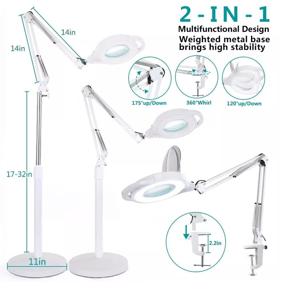 LED Floor Lamp with Magnifier 2 in 1