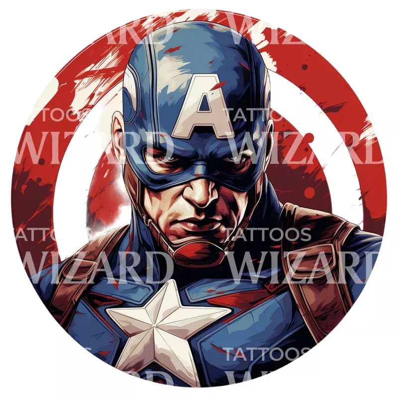 marvel-inspired-captain-america-tattoo-design Marvel Inspired Captain America Tattoo Design