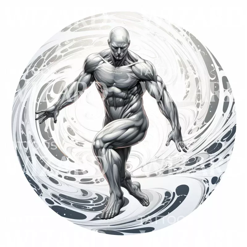 Marvel Inspired Silver Surfer Tattoo Design