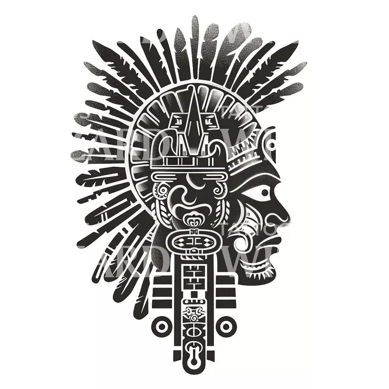 mayan-god-mask-tattoo-design Mayan God Mask Tattoo Design