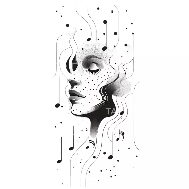 Melody Minimalist Woman Tattoo Design