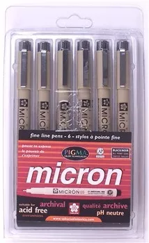 Micron Pen 6 pk Black