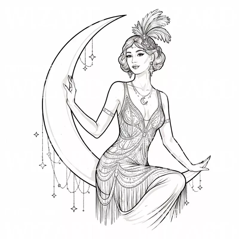 moonlight-flapper-tattoo-design Moonlight Flapper Tattoo Design