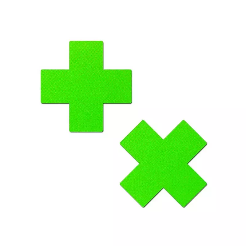 Neon Cross [Green/UV] | NIPPLE PASTIES