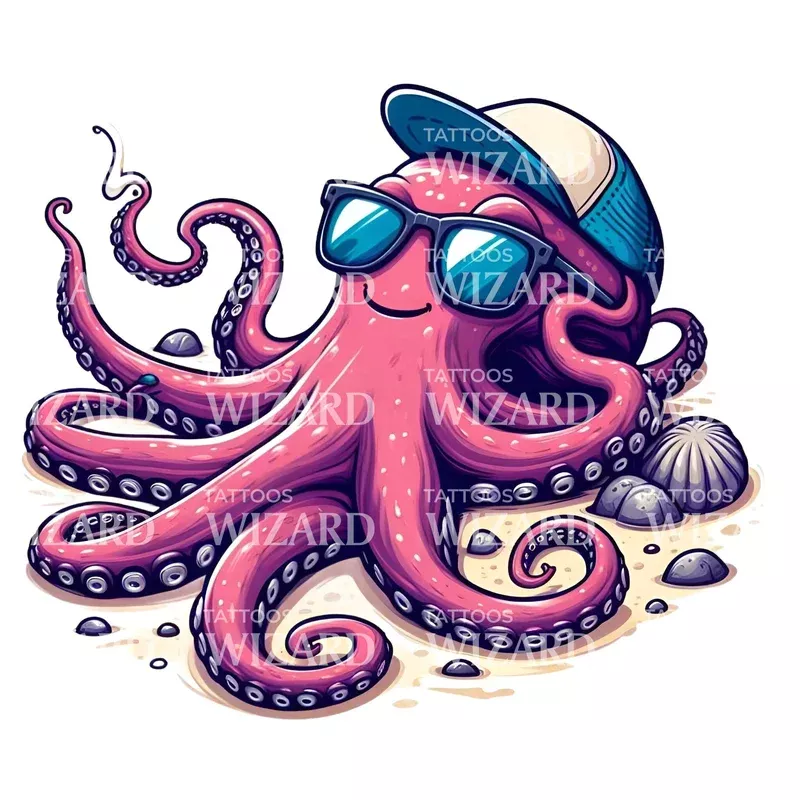 octopus-vibing-tattoo-design Octopus Vibing Tattoo Design