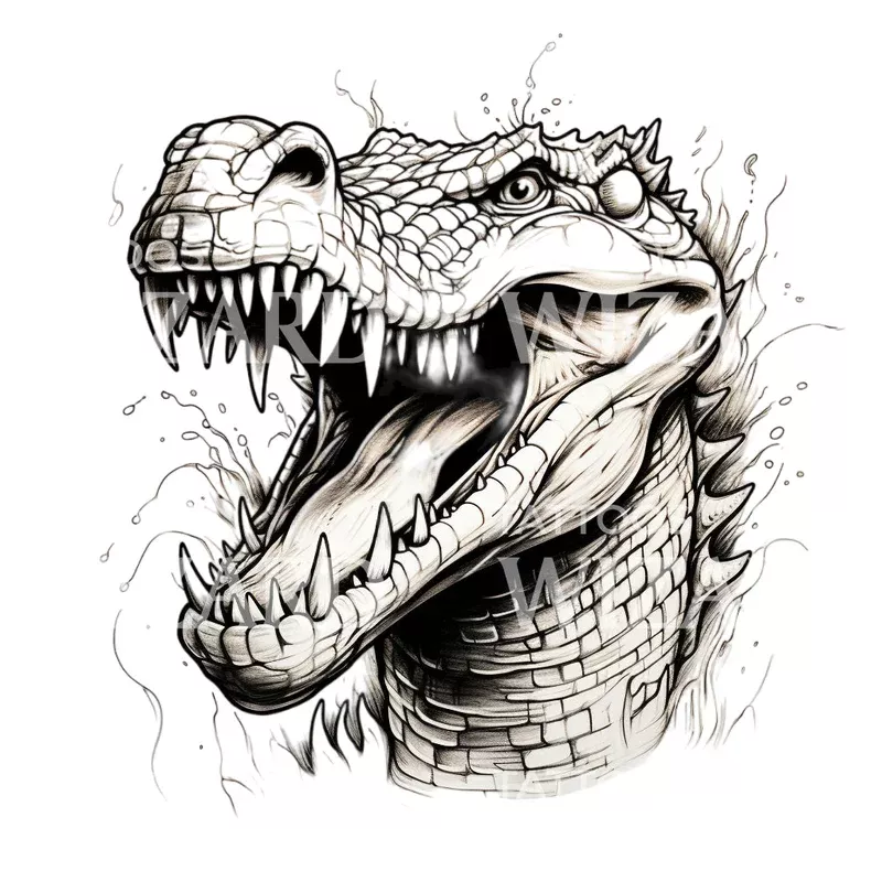 old-school-crocodile-tattoo-design Old School Crocodile Tattoo Design