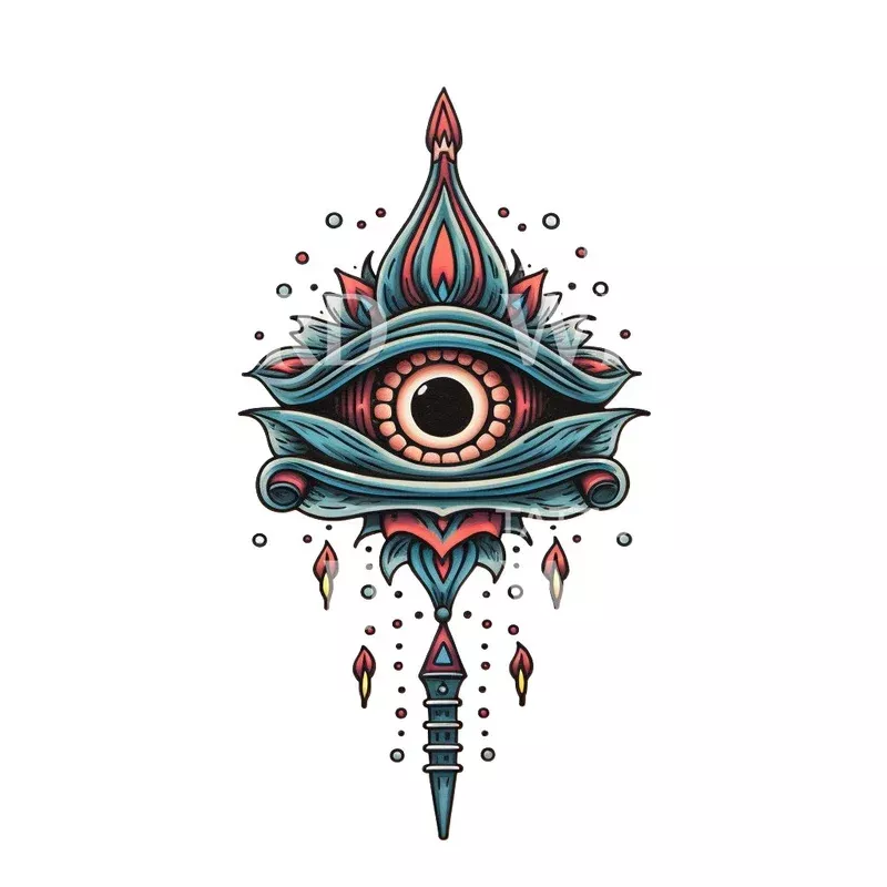 old-school-eye-dagger-tattoo-design Old School Eye and Dagger Tattoo Design