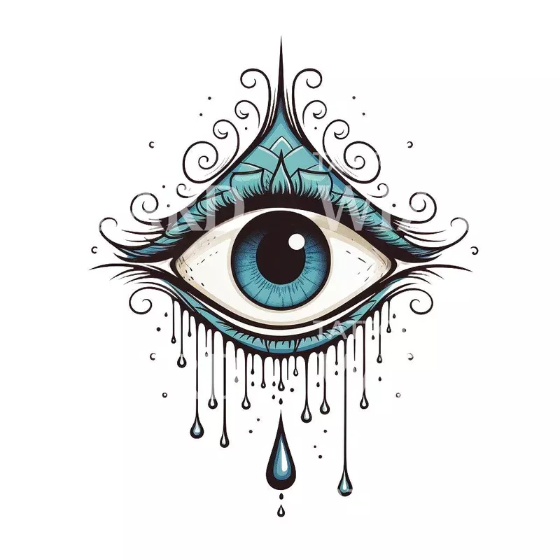 old-school-eye-tears-tattoo-design Old School Eye and Tears Tattoo Design