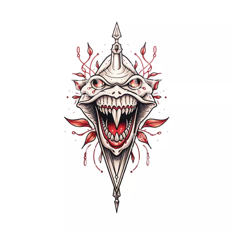 old-school-monster-dagger-shaped-tattoo-design Old School Monster Dagger Shaped Tattoo Design