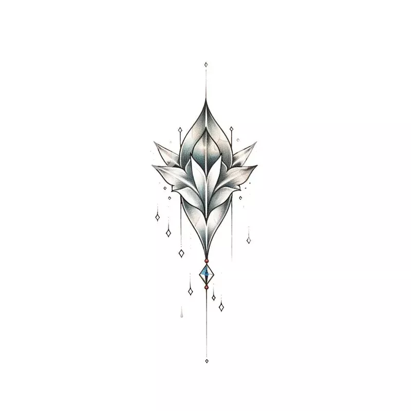 ornamental-lotus-diamonds-tattoo-design Ornamental Lotus and Diamonds Tattoo Design