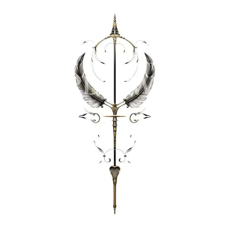 ornamental-minimalist-feathers-tattoo-design Ornamental Minimalist Feathers Tattoo Design