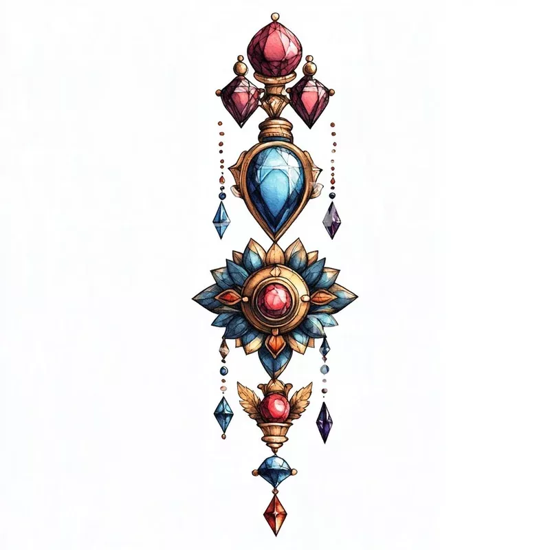 ornate-medieval-pendant-tattoo-idea Ornate Medieval Pendant Tattoo Idea