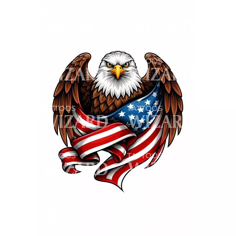patriotic-eagle-flag-tattoo-design Patriotic Eagle Flag Tattoo Design