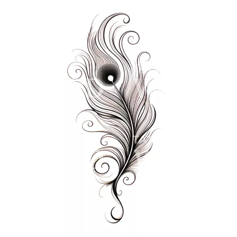 peacock-feather-black-grey-tattoo Peacock Feather Black and Grey Tattoo