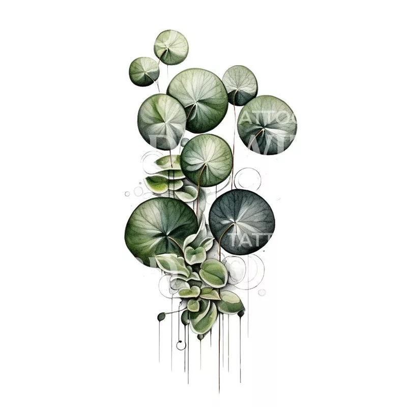 pilea-plant-tattoo-design Pilea Plant Tattoo Design