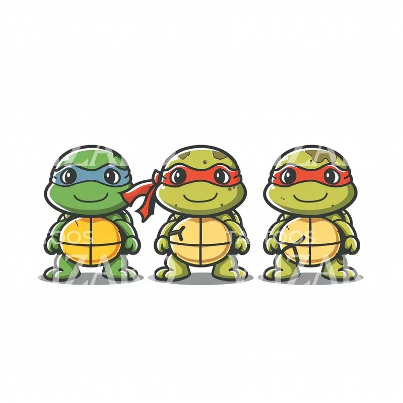 playful-ninja-turtles-chibi-tattoo-idea Playful Ninja Turtles Chibi Tattoo Idea
