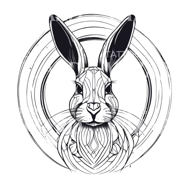 rabbit-circle-tattoo-design Rabbit Circle Tattoo Design